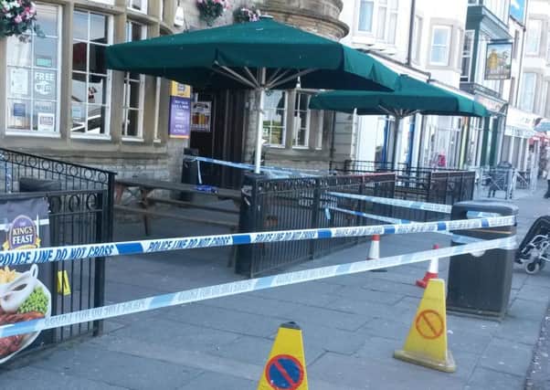Police cordoned off the scene following the incident at Kings Arms, Morecambe.