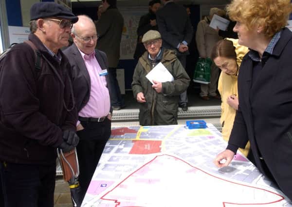 Plans are unveiled in Market Square during a public consultation for previous British Land plans for the Canal Corridor North site in 2013.