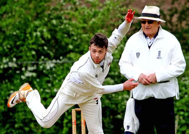 Daniel Woods in action for Torrisholme during their defeat to Vernon Carus. Picture: Tony North