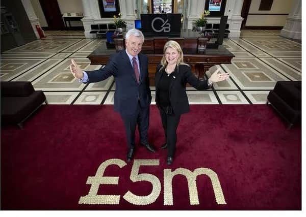 Clydesdale Bank chief executive David Duffy and Hospice UK director of income generation Catherine Bosworth.