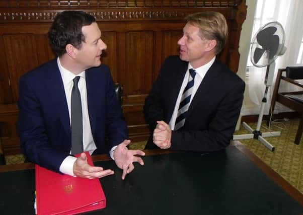 George Osborne, Chancellor of the Exchequer and David Morris, MP for Morecambe and Lunesdale.