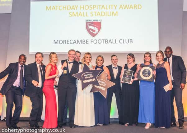 The Morecambe FC team who won Best Matchday Hospitality Award (Small Stadium).