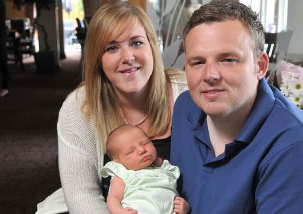 Photo Neil Cross
Andrew and Libby Hartley at The Keys restaurant with baby Isabella Kay, after Libby went into labour during a meal lthere ast week