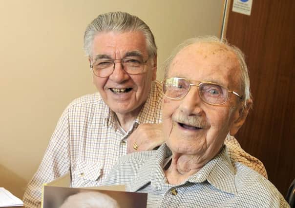 Norman Wilkinson celebrates his 105th Birthday with his son, John