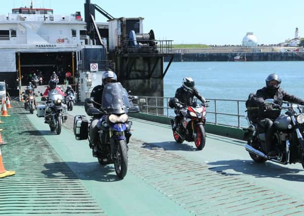 DAVE KNEEN/PACEMAKER PRESS, BELFAST: 02/06/2016: Isle of Man TT fans arriving at Douglas after their journey from Heysham on the Seacat