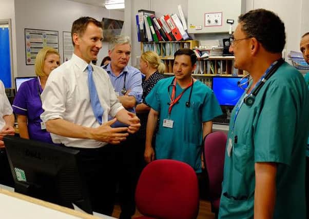 Jeremy Hunt meets staff at the A&E department.