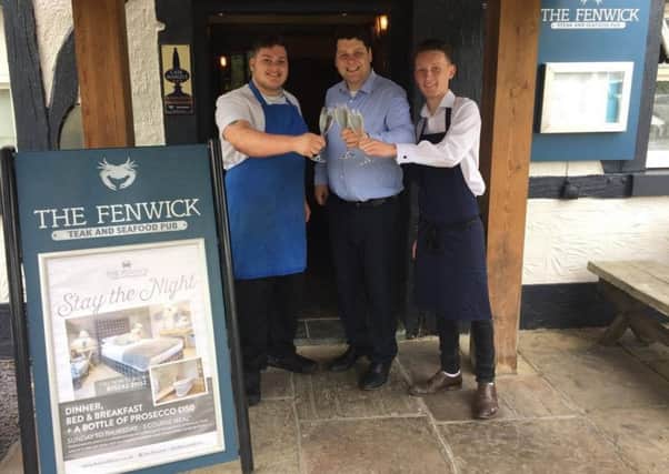 Staff at The Fenwick including chef Aidan Parker, deputy manager Chris Strachan and waiter Joe Kettlewell.