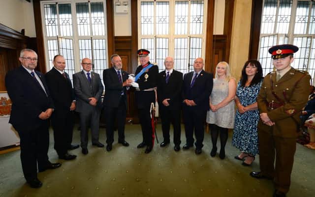 Members from North West Blood Bikes - Lancs &amp; Lakes attended County Hall in Preston on 4 th July 2016 to receive their Queens Award for Voluntary Services from Lord Shuttleworth KG KCVO Lord Lieutenant of Lancashire.
