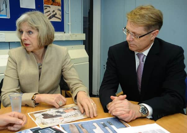 Theresa May with David Morris.  PIC BY ROB LOCK 21-11-2014