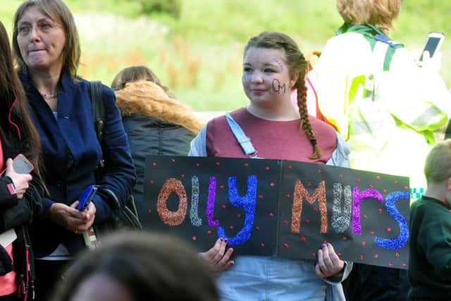 Photo: David Hurst Fans wait for Olly Murs at the studios at The Bay Radio, Lancaster.