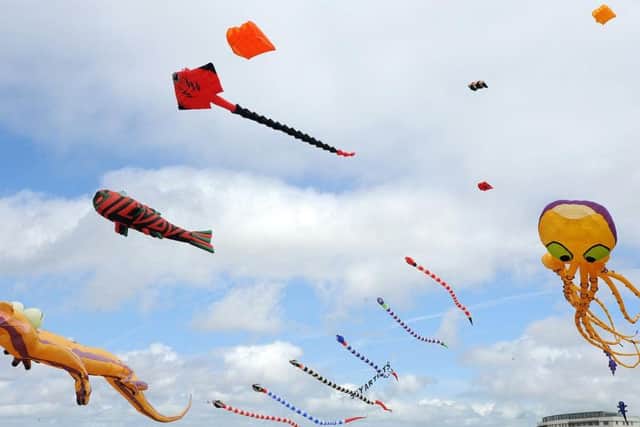 Some of the kites on display at Morecambe Kite Festival this weekend