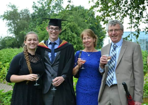 Tom Wilson and his parents and girlfriend  Ellie Hayward-Stott