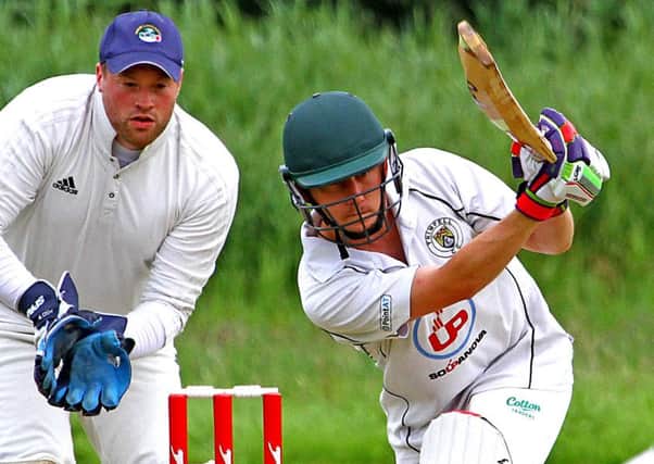 Trimpell captain Mark Baldwin on his way to 76 against Kirkby Lonsdale on Saturday. Picture: Tony North