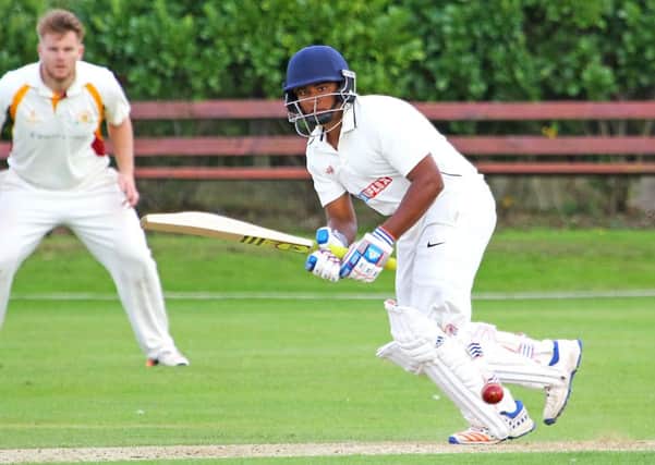 India star Sarfaraz Khan on his way to 97 not out for Preston against Morecambe. Picture: Tony North