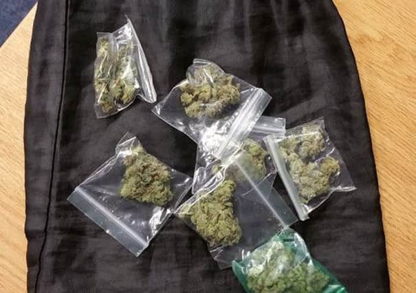 The black bag containing cannabis that was found on the cycle track.