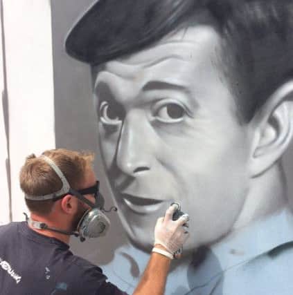 The new Ronne Coyles street art portrait will be unveiled in Morecambe soon. Picture by Bean Photo.