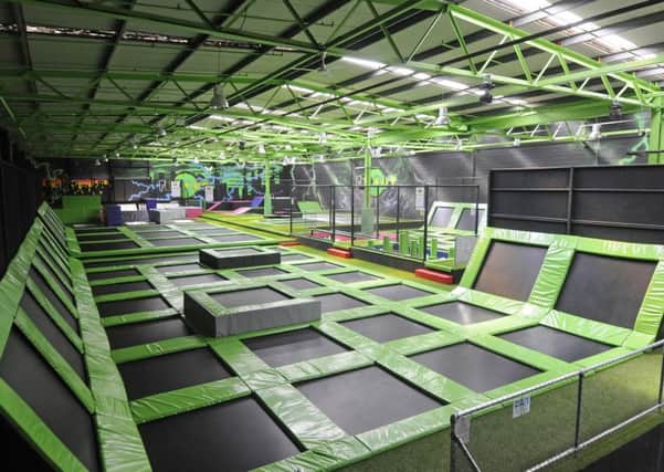 Inside the new Flipout trampoline park.