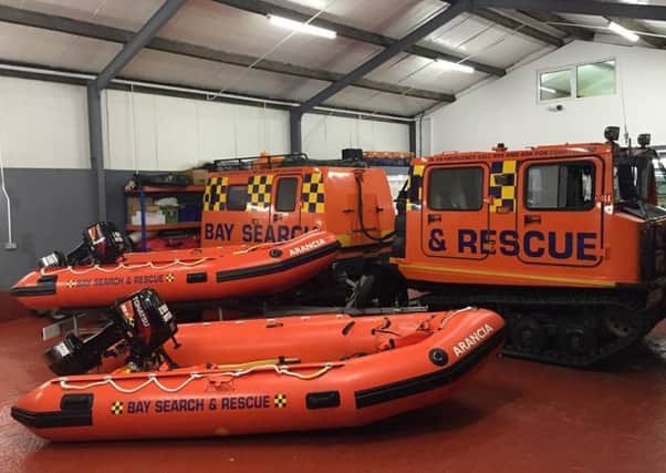 The new Bay Search and Rescue boats with the charity's track vehicles
