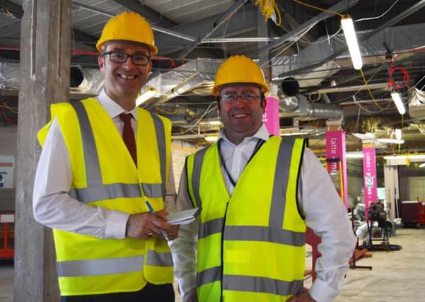 Greg Lambert, host of The Resident radio show, with studio guest Coun Darren Clifford while on a recent tour of Salt Ayre Sports Centre during refurbishment.