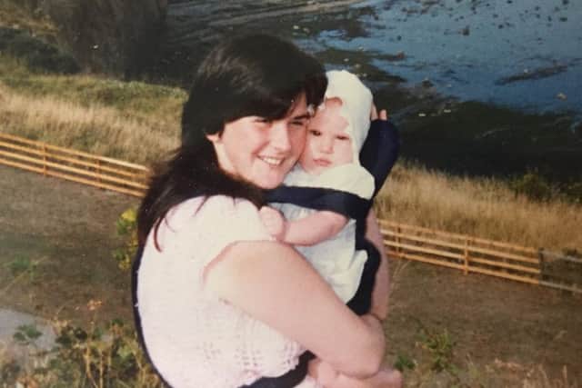 Rachel Greenwood pictured in 1989 as a baby with her late mum Doreen.
