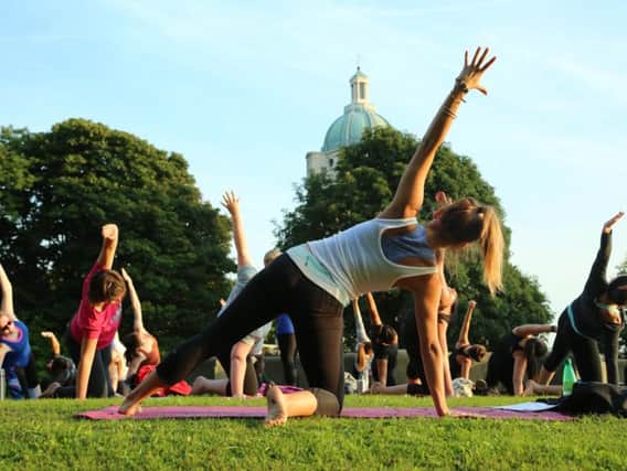Numerous people joined yoga teacher Aletheia Katharine Hunn for 75 minute Vinyasa Flow
