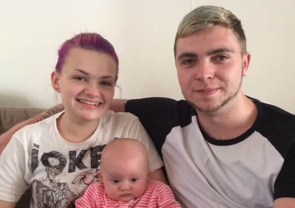 Georgina and Luke Ingall and their four-month-old daughter Evelette. They are hoping to have their 17-month-old son Bobby home in September after he was born prematurely weighing just over 2lbs.