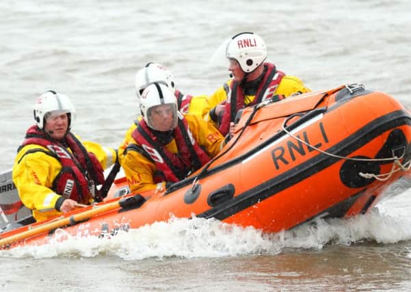 RNLI crews during the practice demo at the celebration day at Morecambe Lifeboat station. Picture by Ian Mitchell.