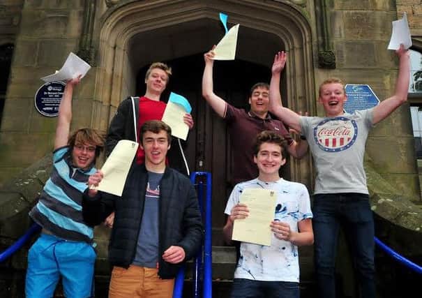 Some of the LRGS boys celebrating their GCSE results.