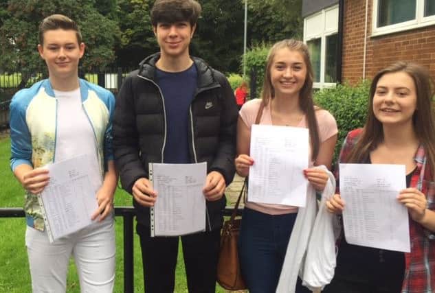 Our Lady's pupils celebrating their GCSE results.