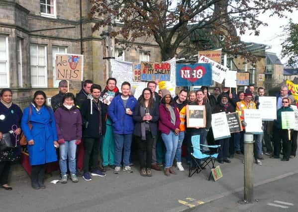 Junior doctors on strike outside the Royal Lancaster Infirmary.