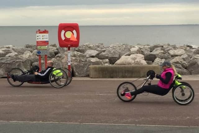 Handcyclists taking part in the Team Legless event at the weekend. Picture: Folded books on the bay.