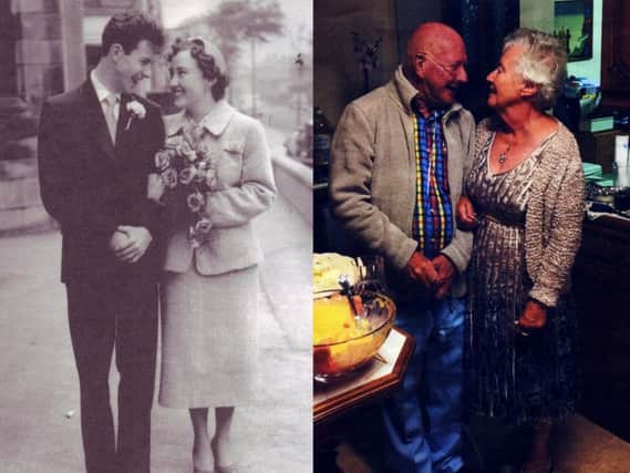 Then and Now: Ian and Evelyn Rees have recreated their wedding pose to celebrate their diamond wedding anniversary