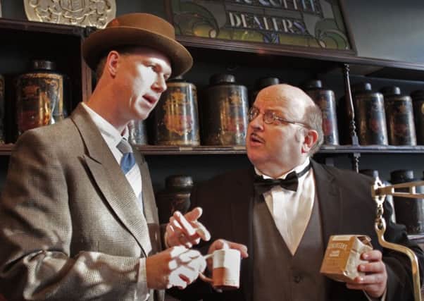 Lancaster Footlights: Hercule Poirot and Hastings seeking the help of a local coffee expert.