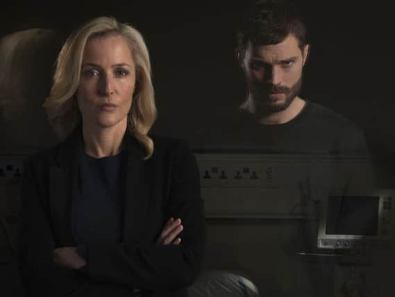 DCI Stella Gibson (Gillian Anderson) and Paul Spector (Jamie Dornan) in series three of The Fall