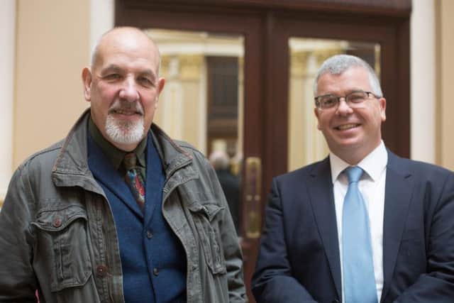 Sculptor Graham Ibbeson with Michael Williams, managing director of Blackpool Winter Gardens.