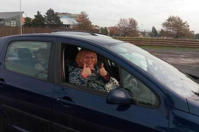 Jane Larton from Torrisholme, one of the first motorists to use the Bay Gateway, gives it a big thumbs up.