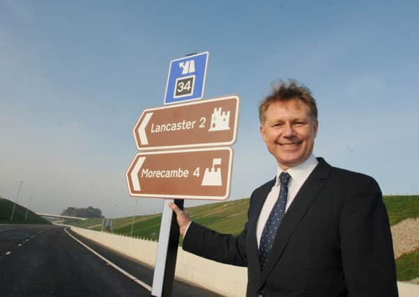 LANCASTER and MORECAMBE  31-10-16
MP David Morris on the new road.
Celebrations at the opening of the Bay Gateway, the new M6 link road, Heysham, developed by Costain. Local delegates were invited onto the road before it opened to traffic.