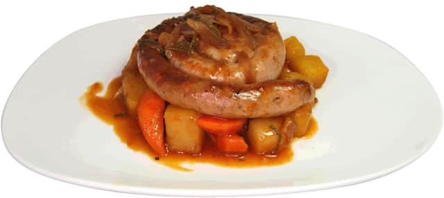 Cumberland sausage casserole using Altham's Butchers sausages is being served on West Coast trains this week.
