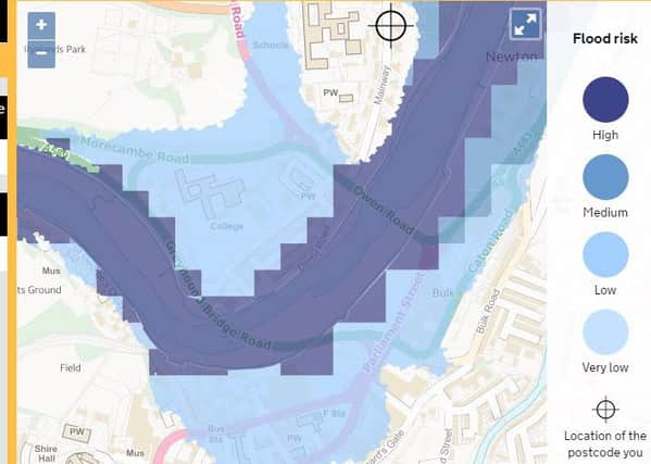 The interactive maps indicate potential risk of flooding