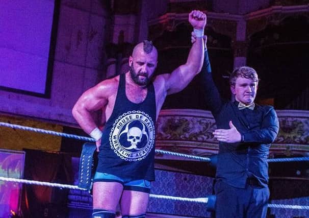 'The Heavyweight House of Pain' Stixx, seen here after a successful title defence at the Winter Gardens in September, is retiring from professional wrestling.