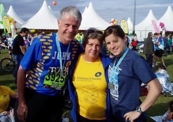John Stevenson, Mary Stevenson and Rebecca Peak pictured after the Great North Run in 2007.