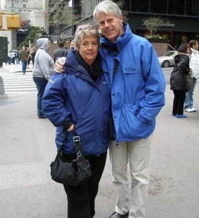 Mary and John Stevenson in New York when Rebecca was taking part in the New York Marathon, 2008.