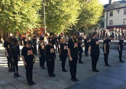 The Stagecoach youngsters during a recent flash mob event in Lancaster city centre.