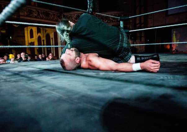Fans were stunned as Grayson covered Stixx for the pinfall, handing 'The Heavyweight House of Pain' his first loss in Morecambe in almost nine years on his final appearance in the town. Photo by Tony Knox.