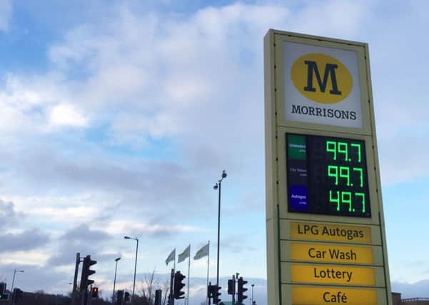 The fuel prices at a Morrison's petrol station. Photo: Peter Byrne/PA Wire