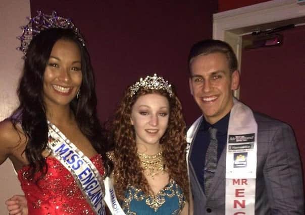 Junior Miss Morecambe Rachel Simpson (centre) with Miss England and Mr England 2016.