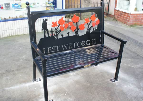 A special memorial  bench has been installed outside Bare Pharmacy in Morecambe to remember soldiers killed in the war.