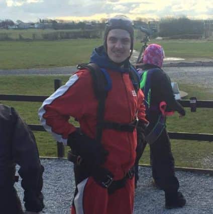 Neil Marshall at a skydive he did in February.