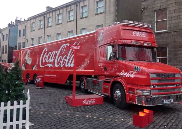 The Coca-Cola truck was in Lancaster's Dalton Square on Saturday.