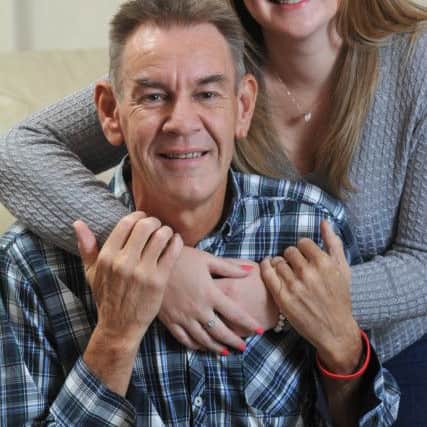 Photo Neil Cross
Mark Bradley with his new kidney , after his daughter Georgia donated him one after one he was given by his own mum 24 years ago started failing